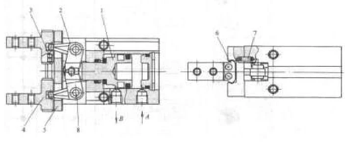The working principle diagram of the finger cylinder The working principle diagram of the finger cylinder